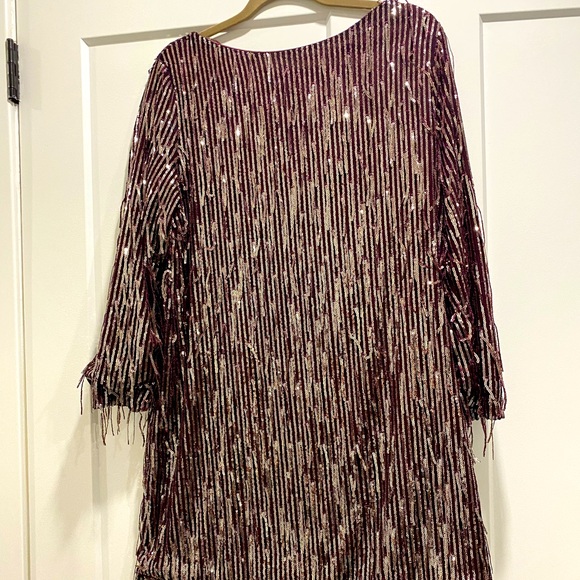 Zara sequin maroon loose fitting dress - Picture 4 of 6